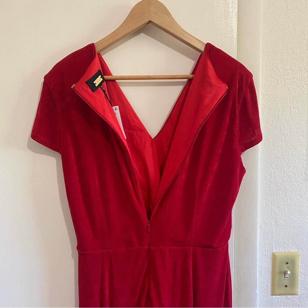 Alexia Admor Red Draped Midi Dress XL NWT Elegant Cocktail Party Evening - Picture 6 of 12